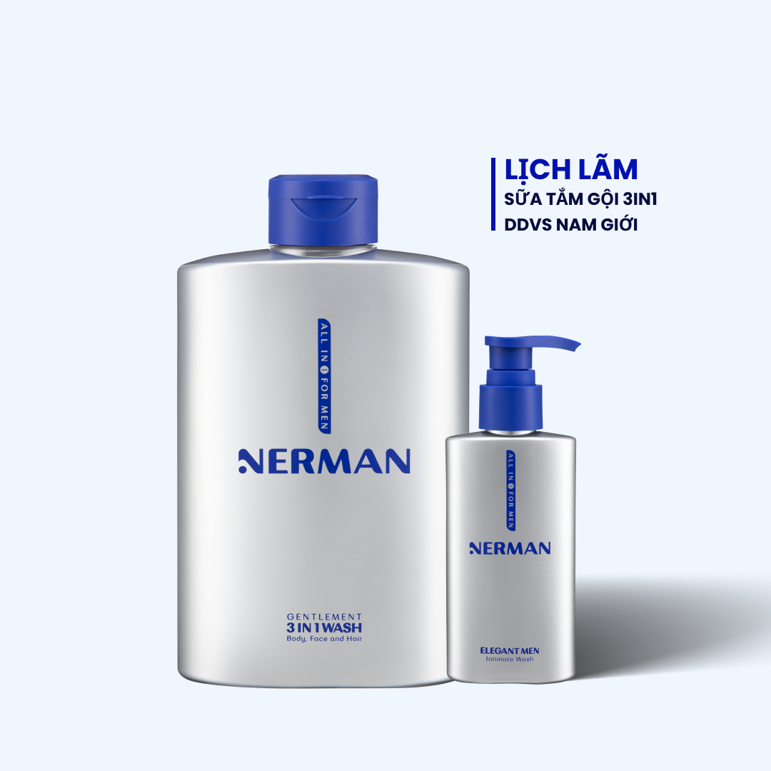 Combo lịch lãm Nerman – Sữa tắm gội toàn thân 3in1 Nerman 350ml & Gel vệ sinh nam Nerman 100ml